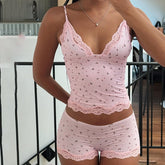 Mirella Lace Trim Pajama Set